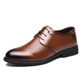 Scarpe da business eleganti in pelle marrone con trafori laser traspiranti per uomo - 37 / Marrone Svuotato