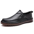 Mocasines de cuero genuino negro para hombre zapatos de conducción con suela de goma - 38 / Negro