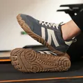 Minimalist barefoot shoes in grey and beige with wide toe box and rubber sole - 36 / Dark Gray