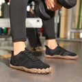 Mens minimalist wide toe box barefoot training shoes with breathable mesh and gum sole - 36 / Black
