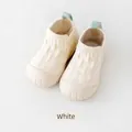 Soft-sole cream white baby walking shoes with protective rubber toe for infants - Internal Length 11.5cm / Off White