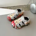 Colorful closed-toe children's sandals with zebra pattern for summer outdoor beach use. - Size 21 (Inner length 13.5CM) / Camo Grey