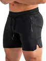 Détail du short de sport noir pour homme avec poche latérale zippée sécurisée. - S / Bas / Noir