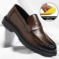 Dunkelbraune Herren-Leder-Loafer mit 1,2 cm hoher Einlegesohle - 38 / Flache Braune Loafer (8759) / 1.2cm Höhenverstellbare Einlegesohle / Braun