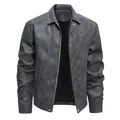 Giacca da uomo in finta pelle scamosciata grigio scuro con colletto rovesciato e zip - Taglia M / Top / Grigio