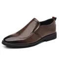 Atmungsaktive, perforierte braune Leder-Business-Casual-Loafer-Slipper für Herren - 37 / Hohl Braun