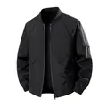 Classic black men's pilot bomber jacket with casual baseball collar and zipper - M / Tops / Black