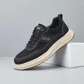 Chaussures dad décontractées noires pour hommes avec tissu respirant et semelles beiges. - 38 / Noir