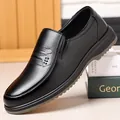 Mocassins classiques en cuir noir pour hommes, chaussures business décontractées élégantes. - Noir de Saison
