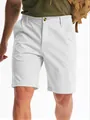 Close-up of white quick-dry men's outdoor leisure golf shorts with elastic waist - S / Bottoms / White
