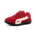 Scarpe da ginnastica in mesh rosso e bianco per bambini con cinturino a strappo traspirante - Rosso
