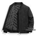 Casual men's black velvet-feel baseball collar jacket with thickened quilted lining - M / Tops / Thickened Black