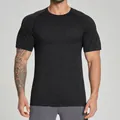 Premium men's seamless breathable sports T-shirt in dark grey marl finish for gym - S / Tops / Premium Black
