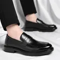 Mocassins de luxe en cuir noir pour hommes, idéaux pour les affaires et les mariages - 38 / Noir Rehaussant (Coussinet de 1.2CM)