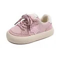 Stylish pink children's retro sports sneakers with a star design and a platform sole - Size 23 (14.5cm) / Pink