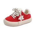 Retro style toddler red sneaker featuring star logo and comfortable thick white sole - Size 23 (14.5cm) / Red
