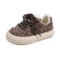 Kids leopard print retro sneakers with brown star and thick off-white sole - Size 23 (14.5cm) / Leopard Print