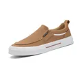 Klassische khakifarbene Slip-On-Canvas-Loafer für Herren mit weißer Gummisohle - 38 / Braun