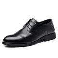 Formelle schwarze Business-Schuhe für Herren mit atmungsaktivem Laser-Cut-Lochmuster - 37 / Hohl Schwarz (2280-1)
