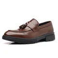 Mocassins classiques à glands en cuir marron pour hommes avec semelle en caoutchouc noir - Marron