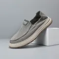 Chaussure en toile vert olive respirante pour homme avec semelle épaisse confortable - 38 / Vert Olive (Gris)