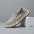 Chaussures décontractées légères en toile pour hommes, kaki, semelle épaisse - 38 / Kaki (Abricot)