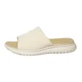 Sandalia de cuña tejida en color crema con suela de plataforma texturizada para verano - Beige