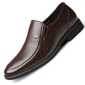 Chaussures de ville en cuir marron respirant pour hommes avec design ajouré et semelle souple - 37 / Brun Ajouré