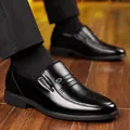 Chaussures de ville élégantes en cuir noir pour hommes avec une rehausse de 6 cm - 38 / Mocassin Toutes Saisons avec Talonnette / Noir