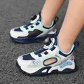 Blue breathable children's sneakers with rotating dial lace and hollow mesh - 28 / Light Moon Blue Mesh