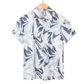 Camicia hawaiana da uomo a maniche corte con stampa astratta geometrica blu e grigia - Taglia M / Top / Grigio