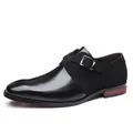 Zapatos clásicos de vestir para hombre con hebilla y diseño de materiales mixtos - 38 / Negro (2015)