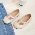 Classic beige T-strap girls' princess shoes with soft anti-slip soles for babies - 21 / Off White
