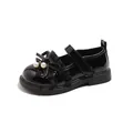 Schwarze Lackleder Mary Jane Schuhe für Mädchen mit Perlen-Schleife - Schwarz
