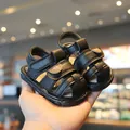 Black baby sandals with soft sole and anti-slip closed toe design for summer - Size 16-20 / Black