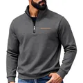 Warm men's heavy weight fleece half-zip sweatshirt in charcoal grey, casual outdoor style - S / Tops / Dark Gray