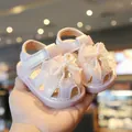 Elegant pink baby girl summer sandals featuring a delicate pearl bow and soft anti-slip sole. - Sizes 16-20 (Pack of 5 Pairs) / Pink