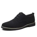 Classic black suede men's Oxford brogue shoes featuring elegant wingtip detailing and lace-up - 38 / Black