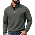 Men's heavyweight dark grey half-zip stand collar fleece sweatshirt for outdoor warmth. - S / Tops / Iron Grey