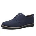 Classic navy blue suede wingtip brogue shoes for men featuring elegant lace-up design - 38 / Blue