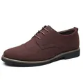 Classic brown suede Brogue Oxford shoes with lace-up closure for fashion-conscious men - 38 / Brown