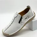 Mocasines blancos para hombre cosidos a mano con cremallera lateral y suela duradera - 38 / Blanco