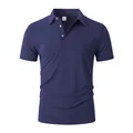 Classic navy blue short-sleeved polo shirt with lapel collar for men's casual summer wear - S / Tops / Navy Blue