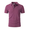 Casual men's short-sleeved polo shirt in a heathered magenta purple hue for daily wear - Rose Red