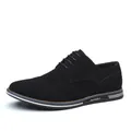Zapatos brogue clásicos para hombre en ante negro con elegante diseño británico con cordones - 38 / Negro