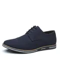Clásicos zapatos Brogue de ante azul marino para hombre con cordones y suela deportiva - 38 / Azul