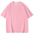 Hoogwaardig oversized heren T-shirt van puur katoen in minimalistische lichtroze kleur - S / Tops / Roze