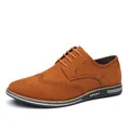Zapatos Brogue para hombre en ante marrón con picado María y cierre de cordones clásico - 38 / Camel
