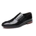 Zapatos de cuero negro para hombre con cordones laterales y puntera puntiaguda elegante - 38 / Negro