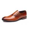 Zapatos clásicos de negocios en cuero marrón con cordones laterales y punta afilada - 38 / Marrón